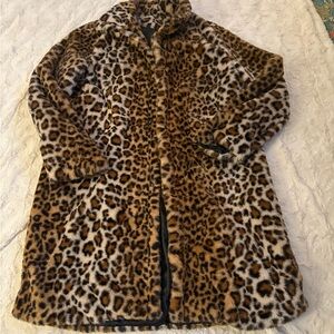 Leopard Print Faux Fur Coat